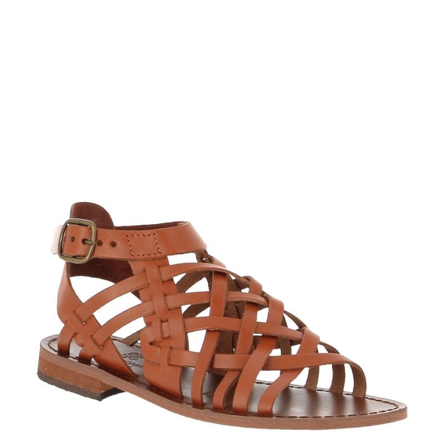 Womens Antichi Romani Low Heels | Antichi Romani 047 Tan Sandal