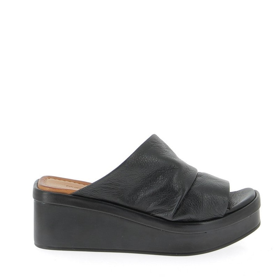 Womens Marco Dalessi | Marco Dalessi Salon Black Platform Slides