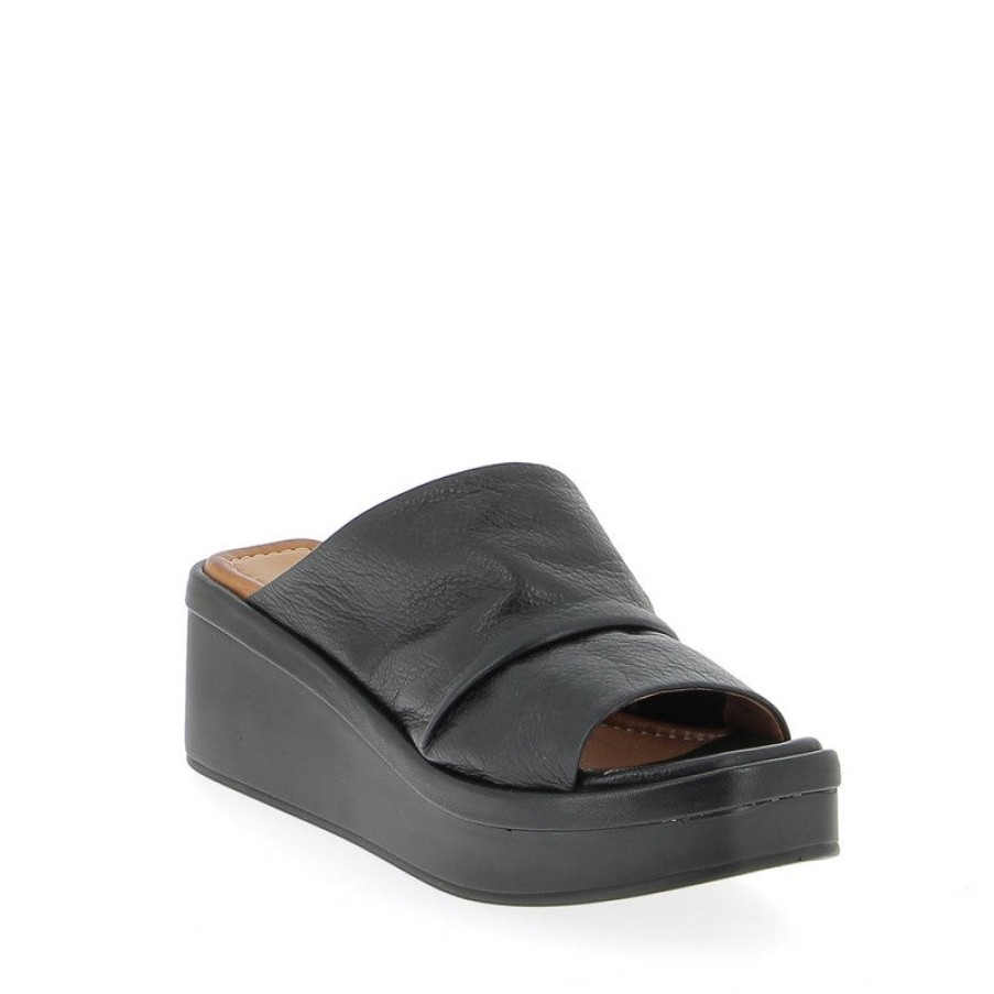 Womens Marco Dalessi | Marco Dalessi Salon Black Platform Slides