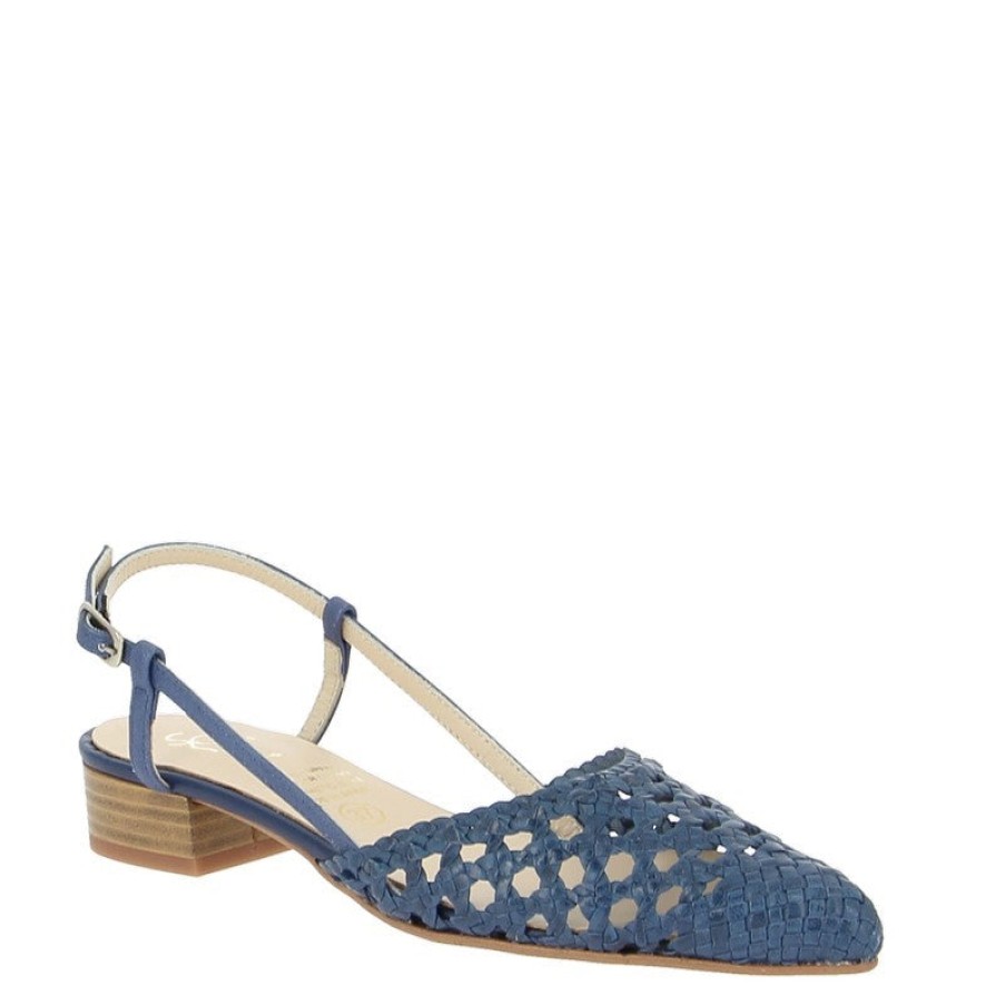 Womens Quait Low Heels | Quait 21548 Blue Slingback Sandal