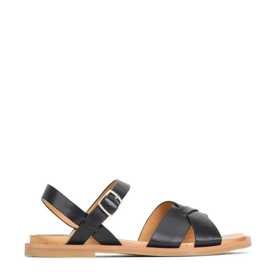 Womens Eos | Eos Jel Black Flat Sandal