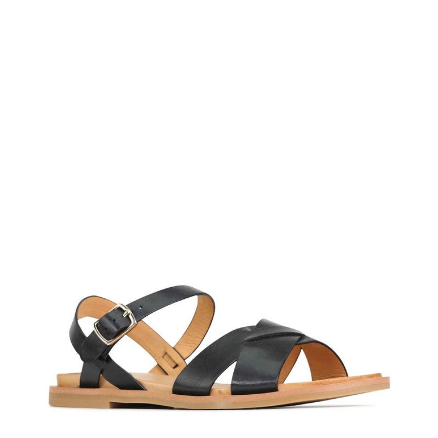 Womens Eos | Eos Jel Black Flat Sandal