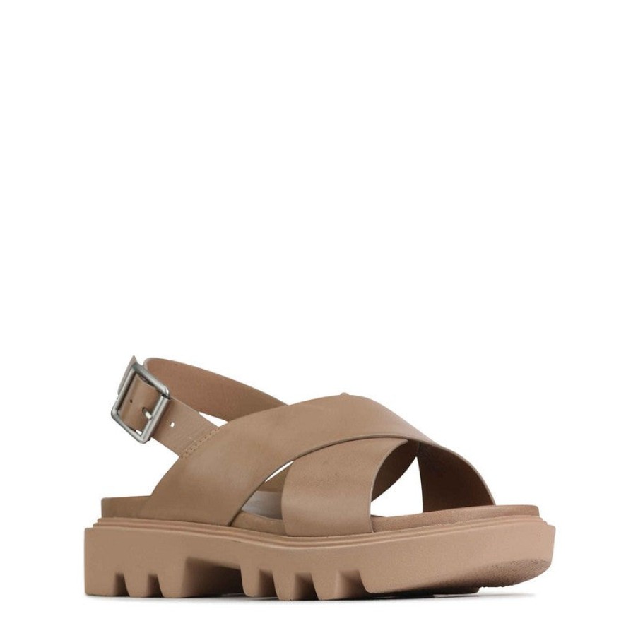 Womens Eos Low Heels | Eos Flighty Taupe Slingback Sandal