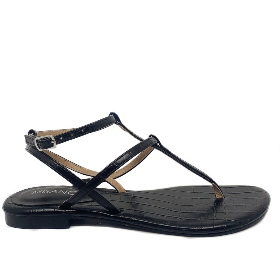 Womens Misano Low Heels | Misano Shizu Black Croc Sandal