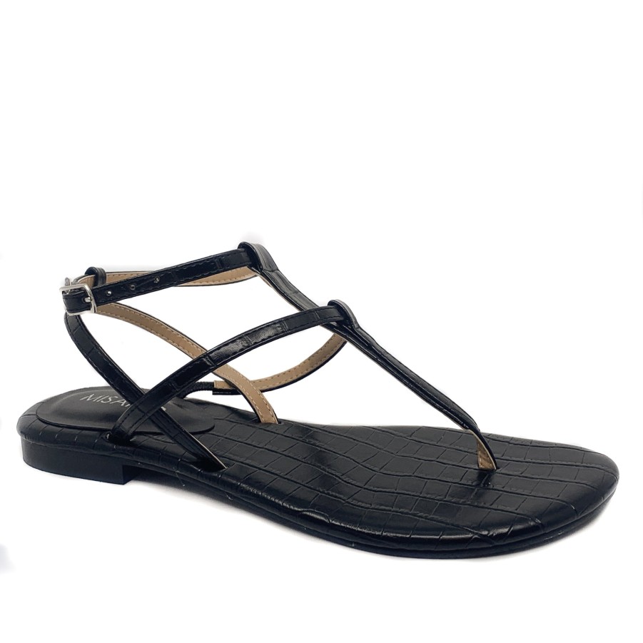 Womens Misano Low Heels | Misano Shizu Black Croc Sandal