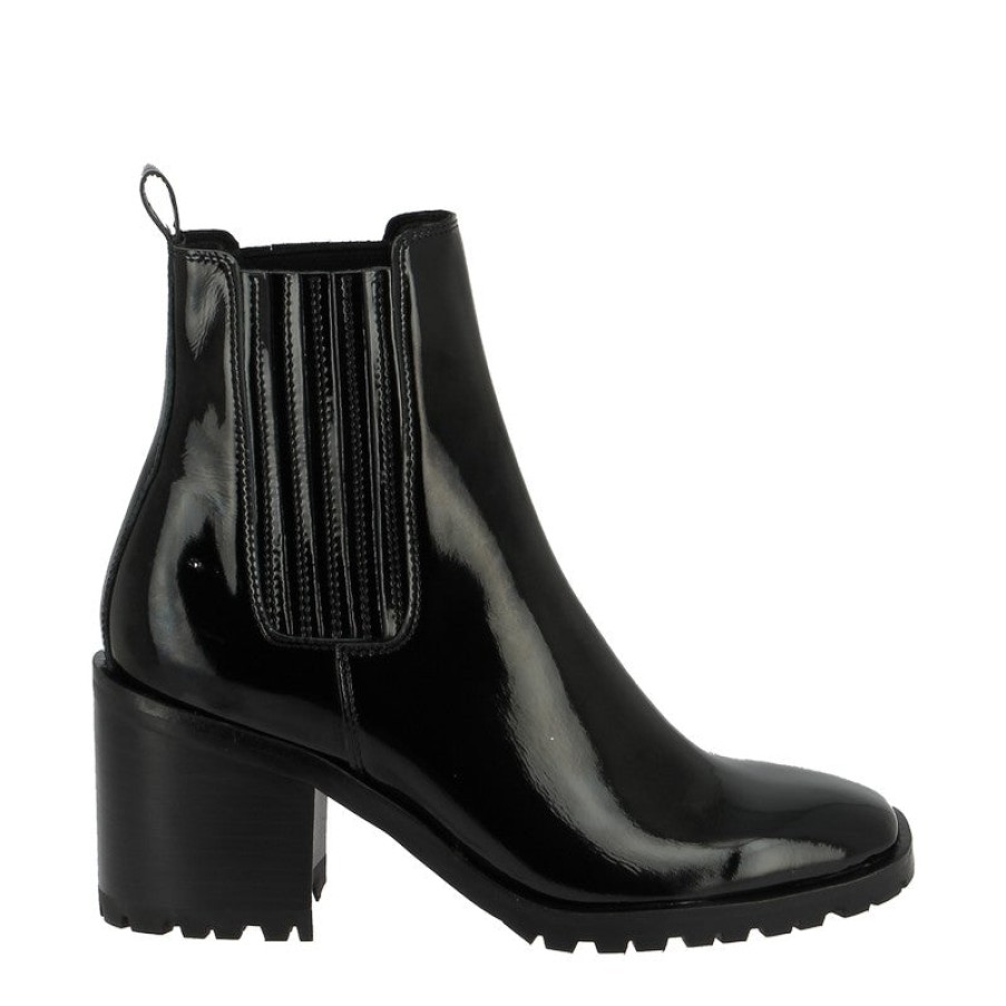 Womens Mollini High Heels | Mollini Dustee Black Patent Chelsea Boot