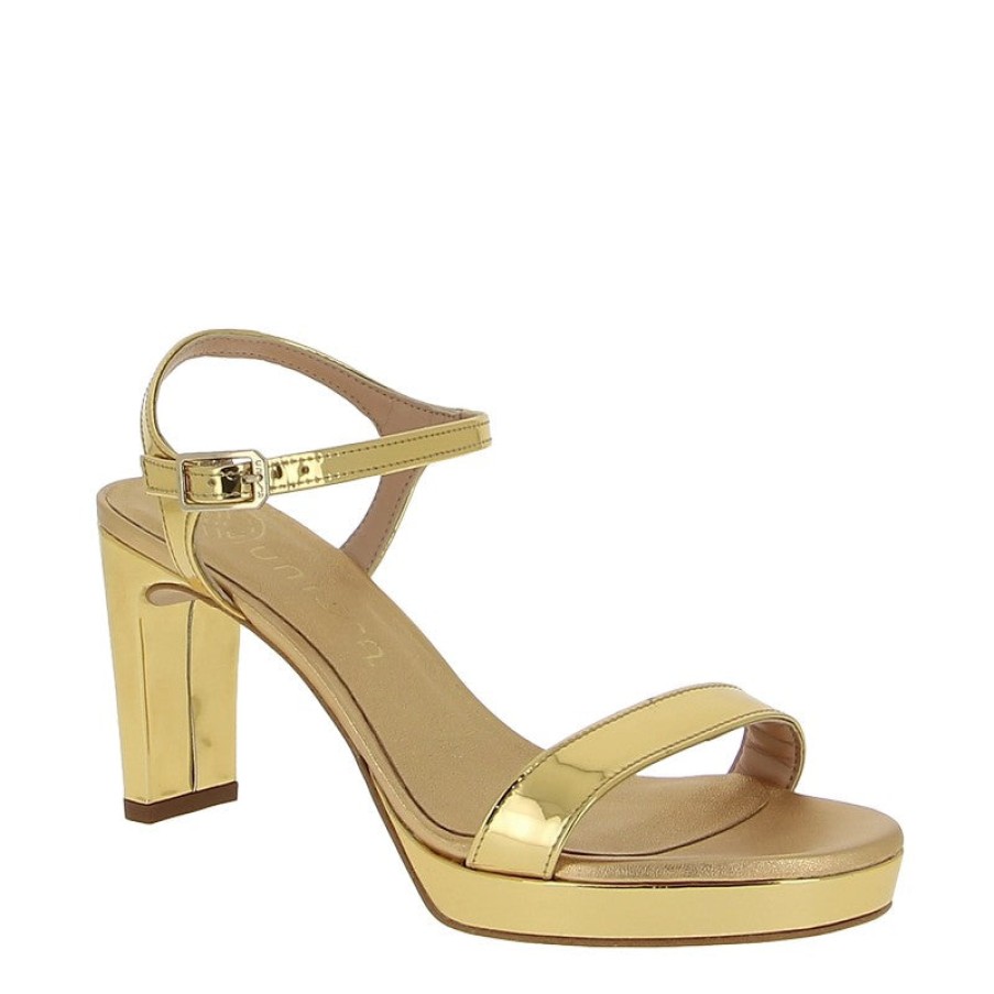 Womens Unisa High Heels | Unisa Soro Gold Platform Heeled Sandal