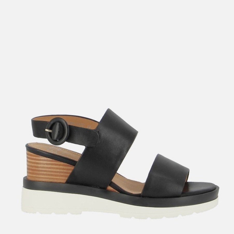 Womens Eos | Eos Jades Black Slingback Wedge Sandal