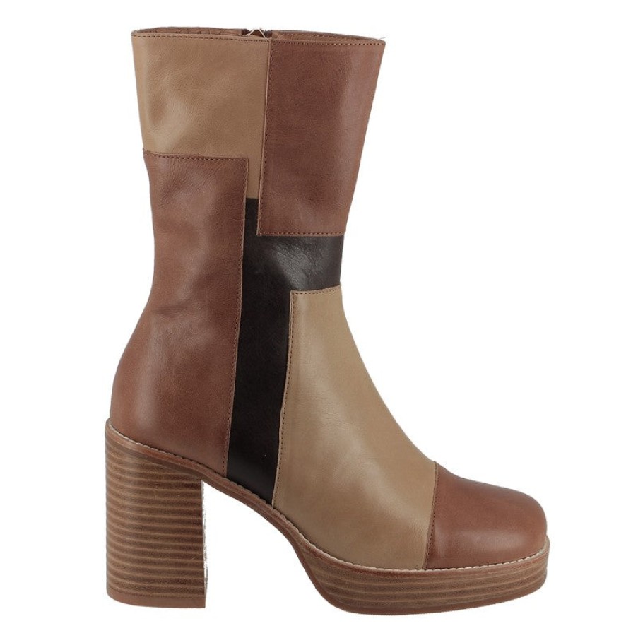 Womens Top End High Heels | Top End Darnay Tan/Brown Platform Boot