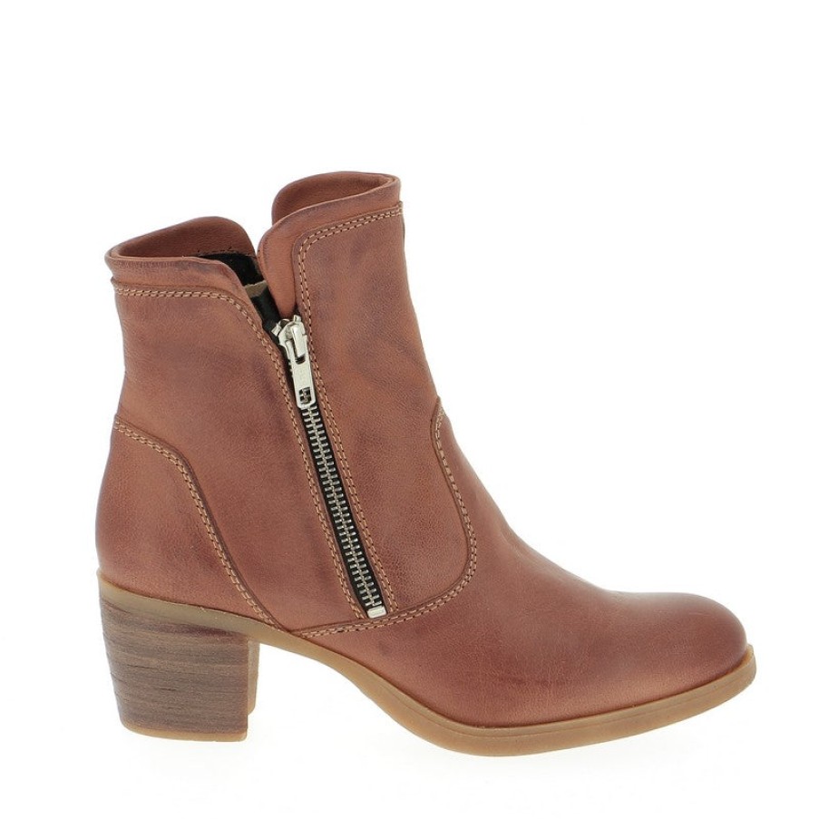 Womens Zeta Ankle Boots | Zeta 4956 Tan Heeled Ankle Boot