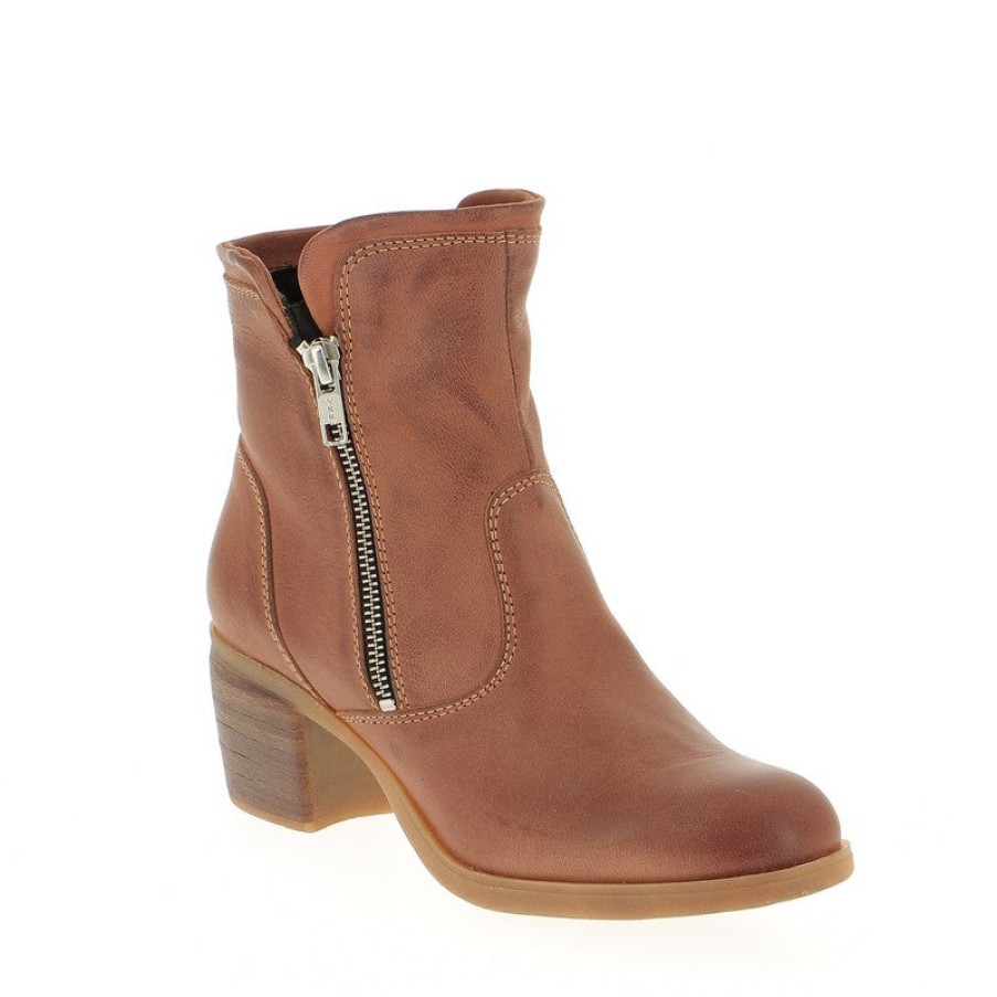 Womens Zeta Ankle Boots | Zeta 4956 Tan Heeled Ankle Boot