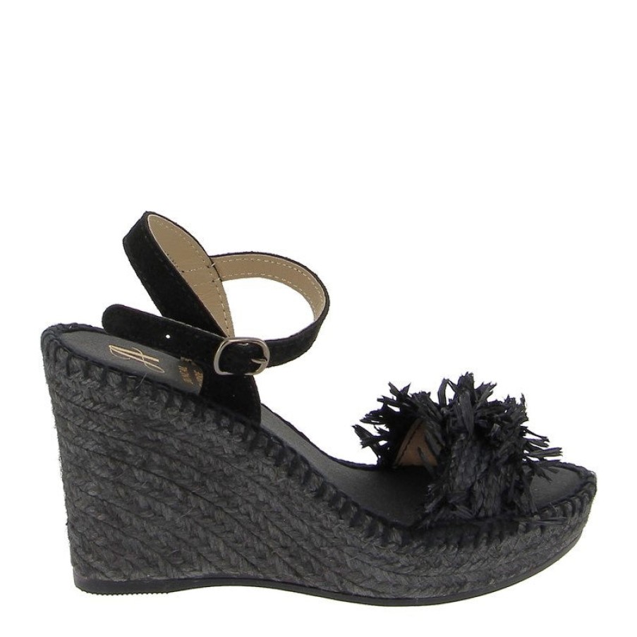 Womens Juncal Aguirre | Juncal Aguirre 2659 Black Wedge Espadrille