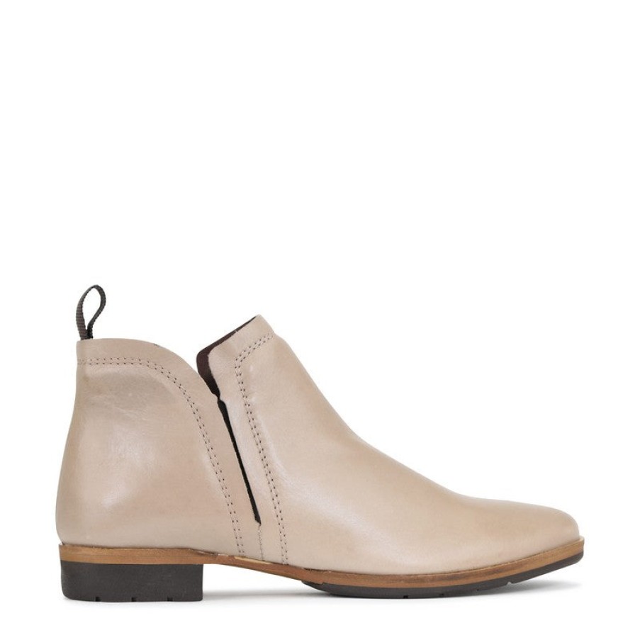 Womens Eos Low Heels | Eos Gaid Taupe Flat Ankle Boot