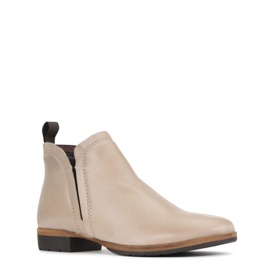 Womens Eos Low Heels | Eos Gaid Taupe Flat Ankle Boot