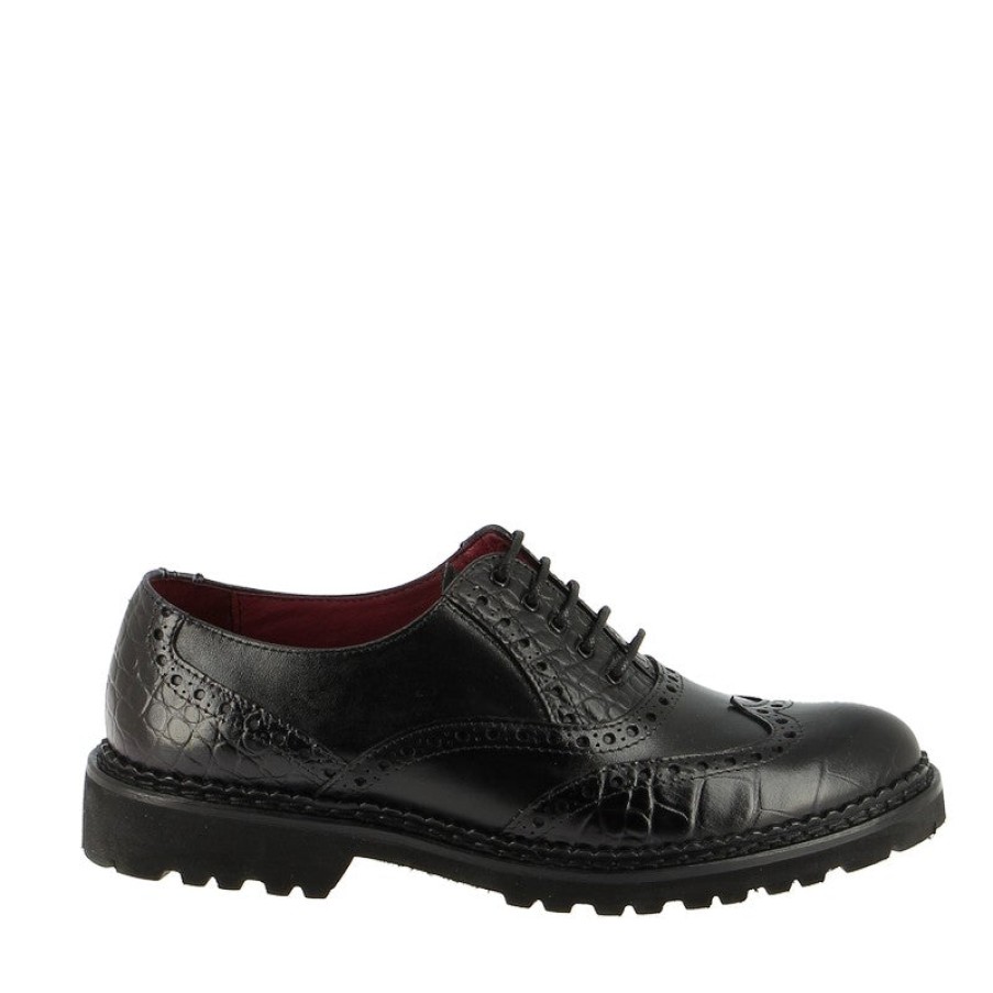 Womens Torretti | Torretti 7664 Black Brogue Lace Up