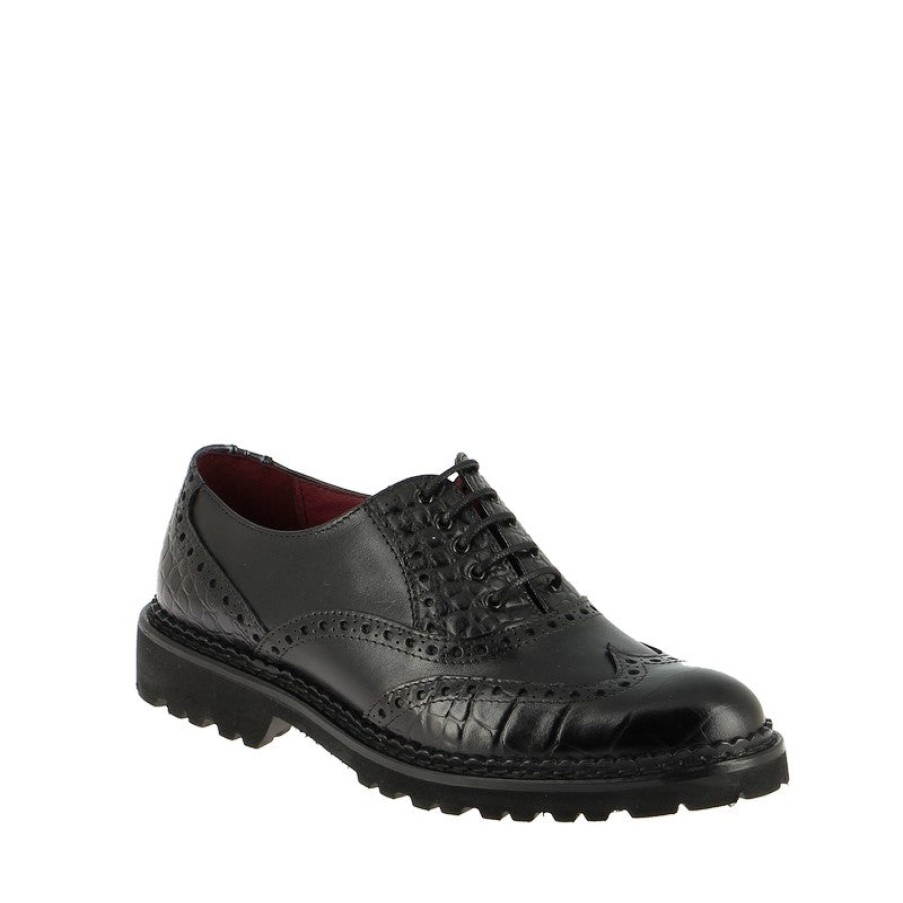 Womens Torretti | Torretti 7664 Black Brogue Lace Up