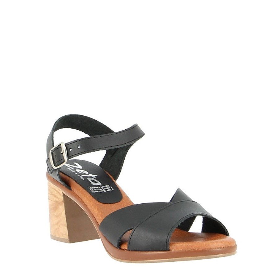 Edits Zeta | Zeta Beth Black Natural Heeled Sandal