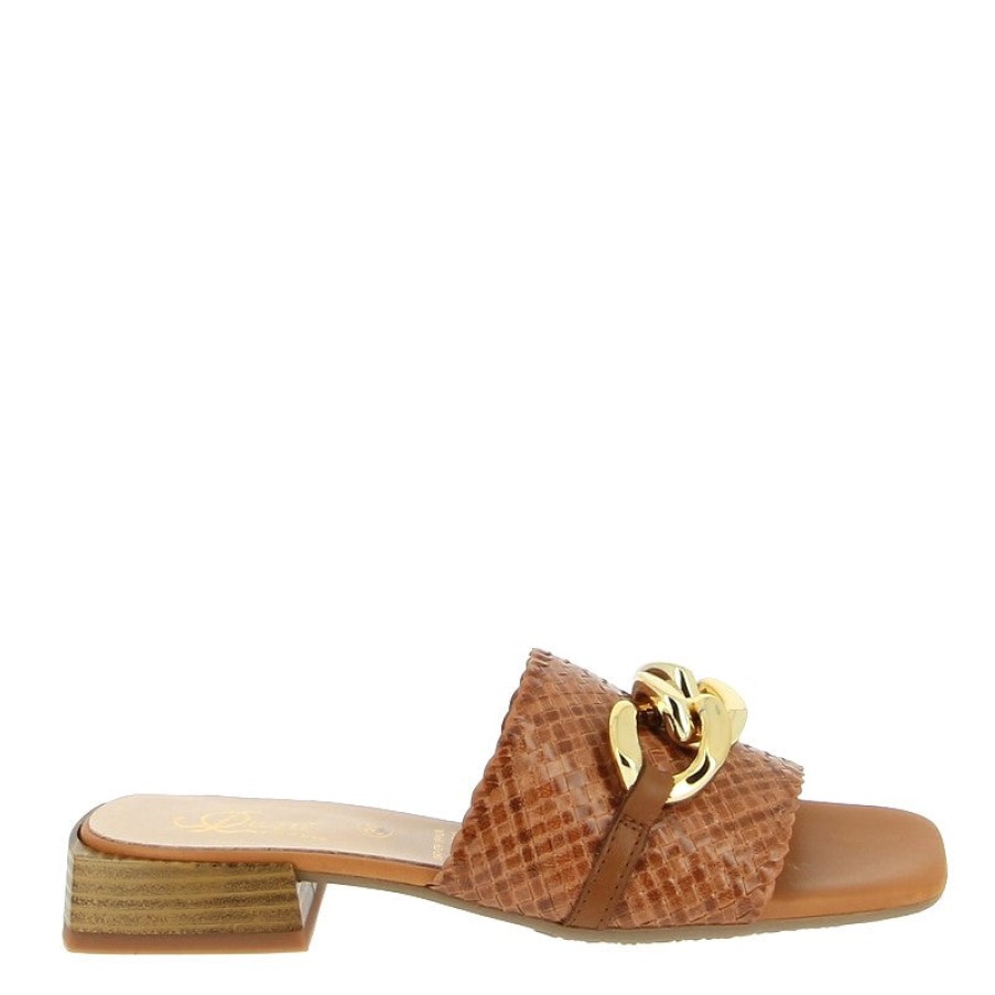 Womens Quait | Quait 22676 Tan Heeled Slide