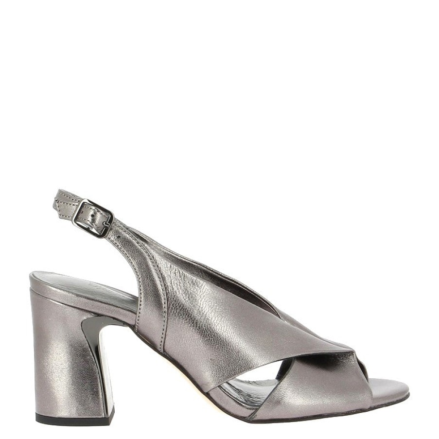 Womens Django & Juliette High Heels | Django & Juliette Kruz Pewter Slingback Heel