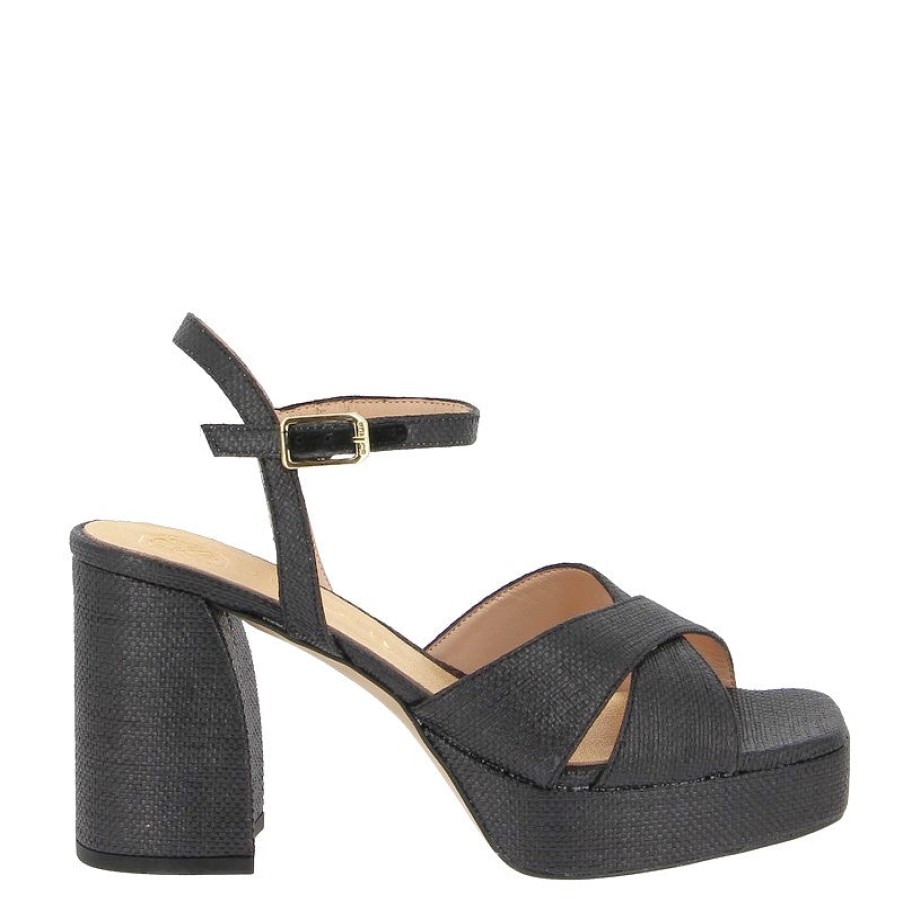 Edits Unisa | Unisa Ozzy Black Raffia Platform Sandal