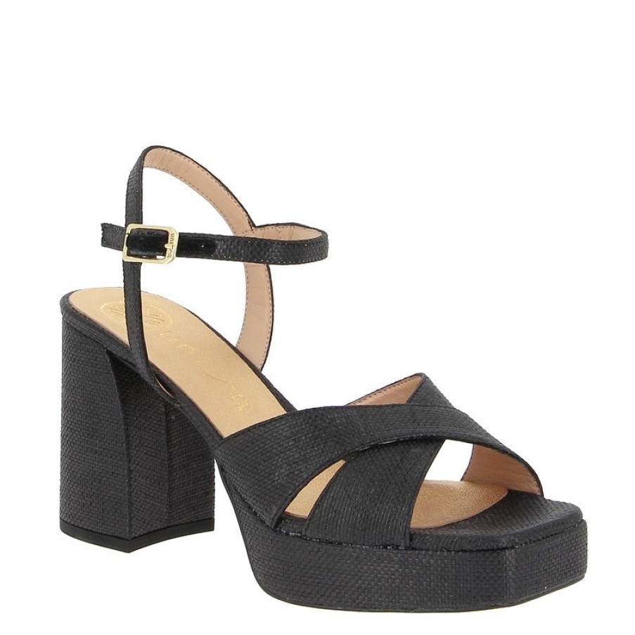 Edits Unisa | Unisa Ozzy Black Raffia Platform Sandal