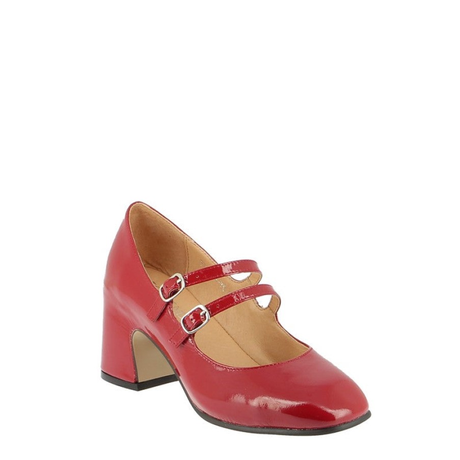 Womens Top End High Heels | Top End Fiyona Dark Red Patent Mary-Jane