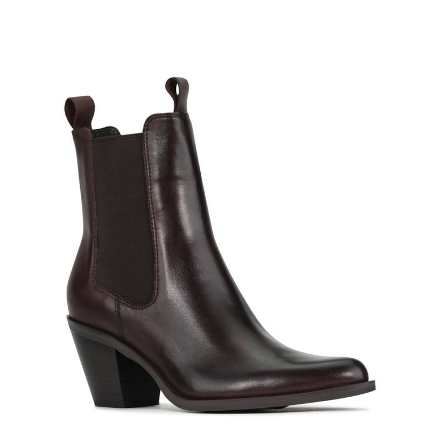 Womens Eos Ankle Boots | Eos Elesa Chestnut Heeled Chelsea Boot