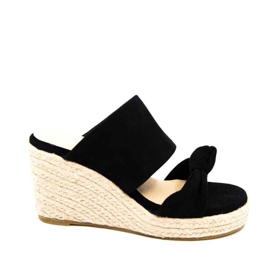 Womens Nude | Nude Adele Black Suede Wedge Slide