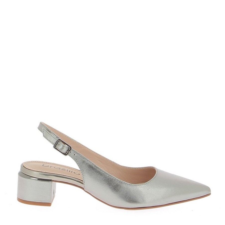 Womens Brazilio | Brazilio 1470509 Pewter Slingback Heel