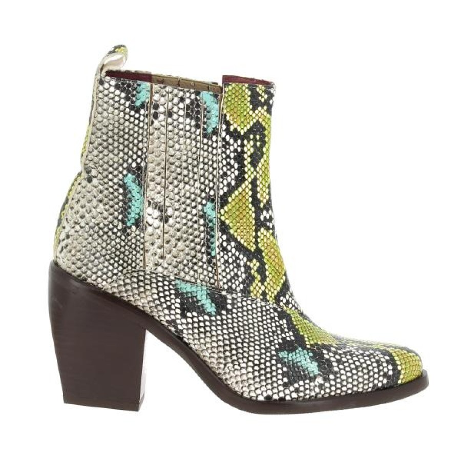 Womens Torretti Ankle Boots | Torretti 8204 Lime Snake Ankle Boot