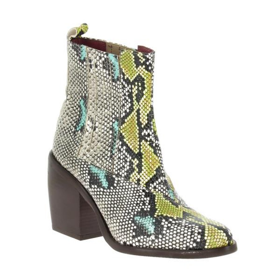 Womens Torretti Ankle Boots | Torretti 8204 Lime Snake Ankle Boot