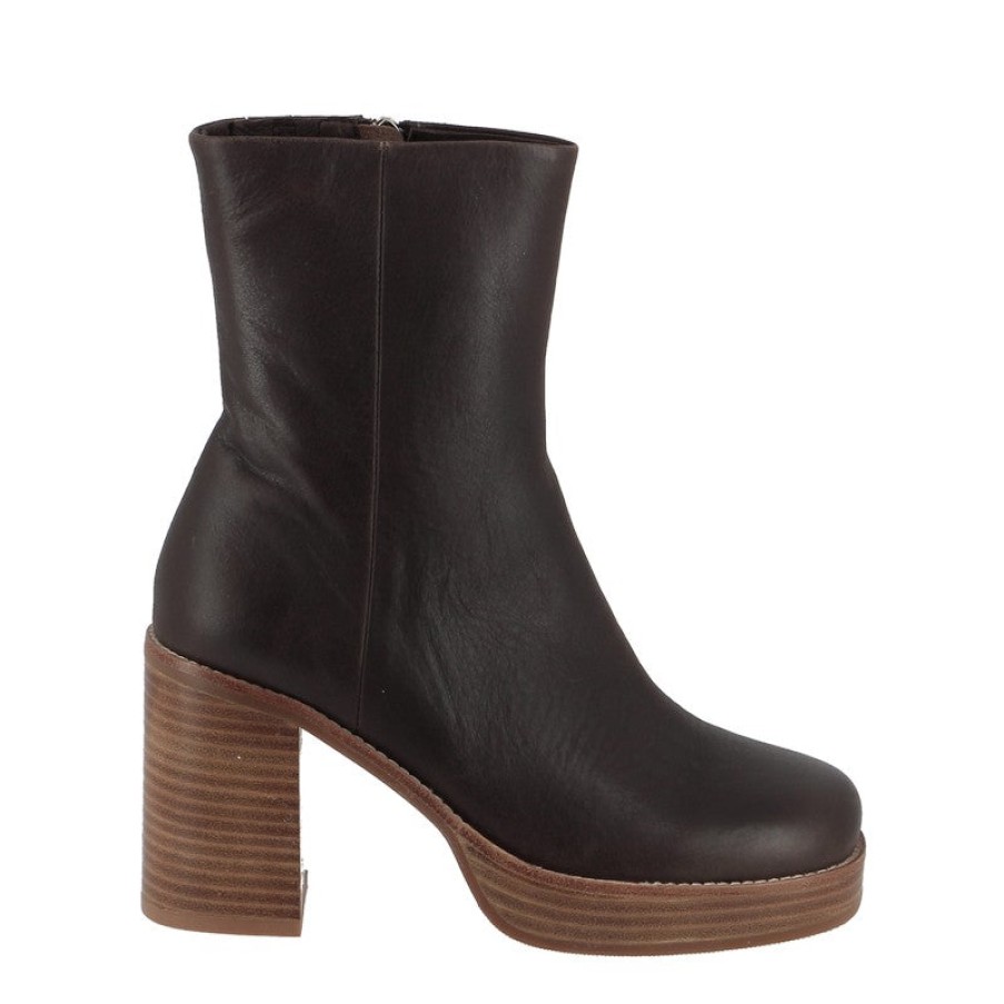 Womens Top End High Heels | Top End Daneka Chocolate Platform Ankle Boot