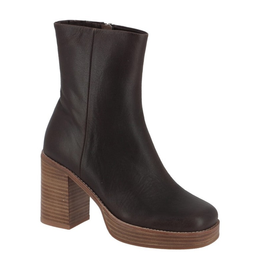 Womens Top End High Heels | Top End Daneka Chocolate Platform Ankle Boot