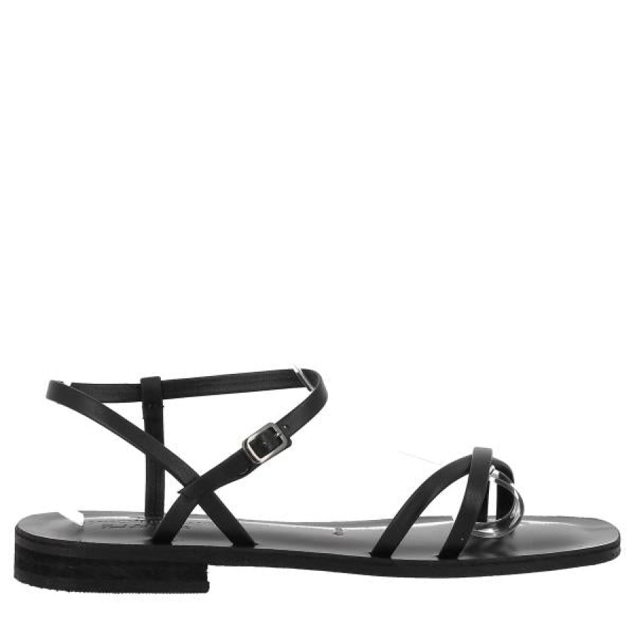 Womens Antichi Romani Low Heels | Antichi Romani 244 Black Sandal