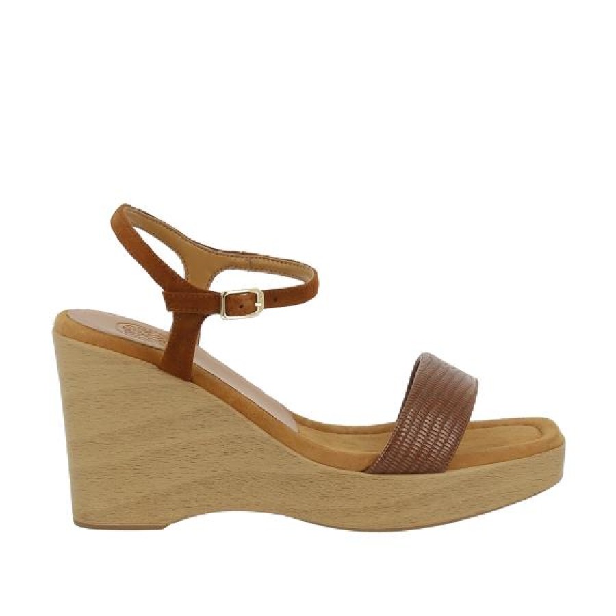 Womens Unisa | Unisa Rita Dark Tan Wedge Sandal