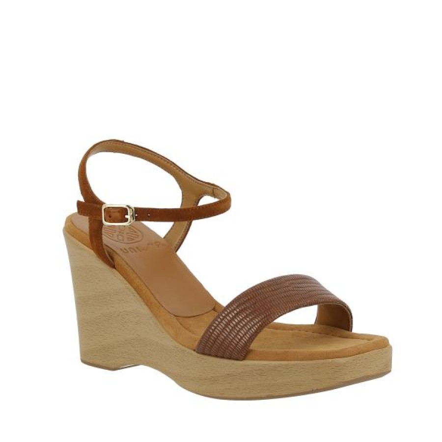 Womens Unisa | Unisa Rita Dark Tan Wedge Sandal