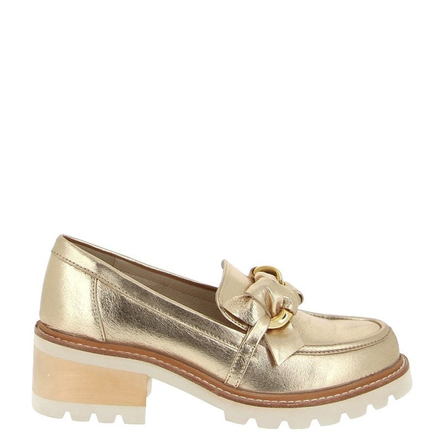 Womens Bresley | Bresley Dobbie Gold Chunky Loafer