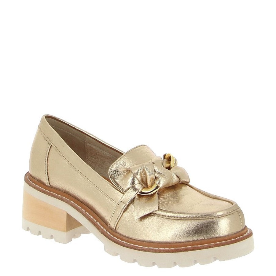 Womens Bresley | Bresley Dobbie Gold Chunky Loafer