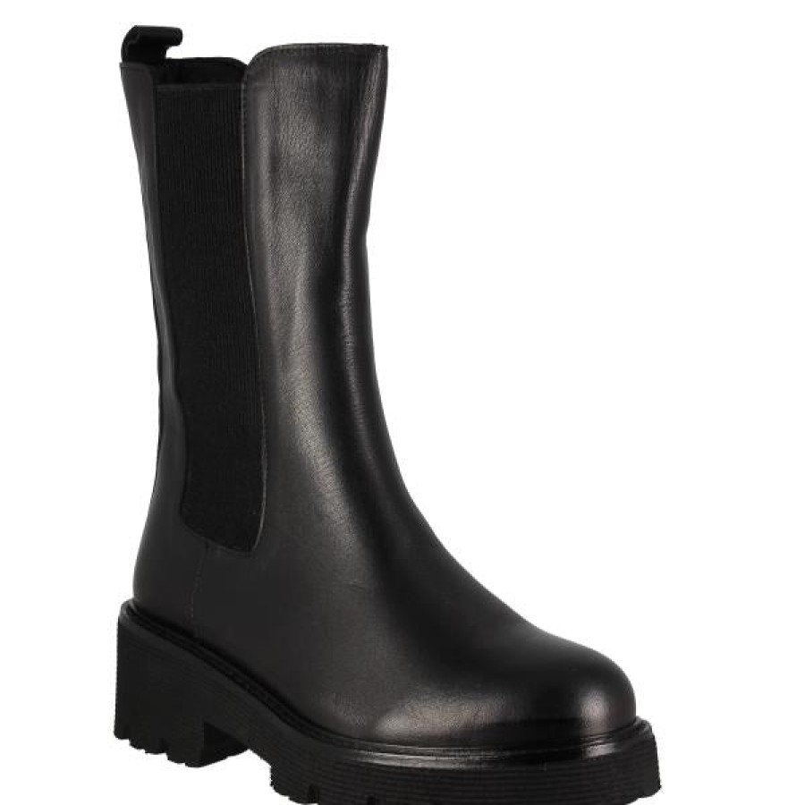 Womens Wave Ankle Boots | Wave 11316 Black Mid Calf Boot