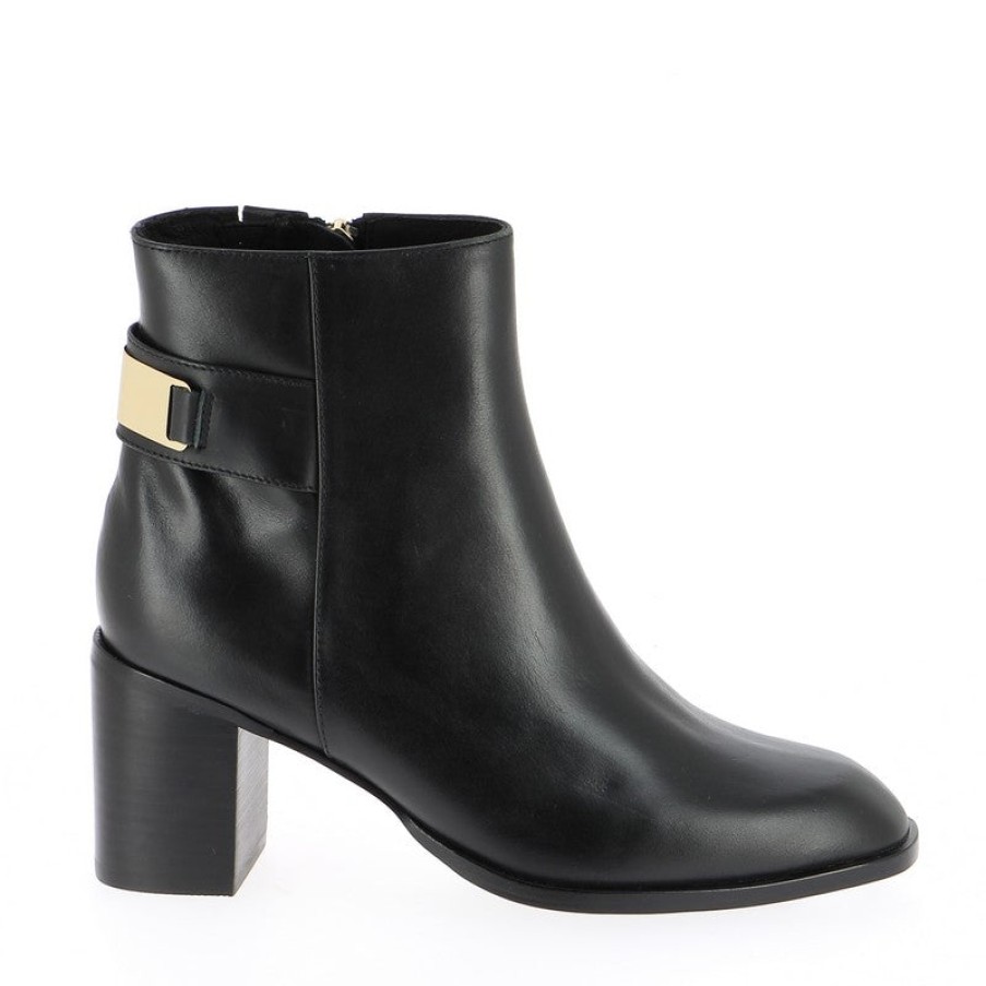 Womens Nude Ankle Boots | Nude Elsie Black Heeled Ankle Boot