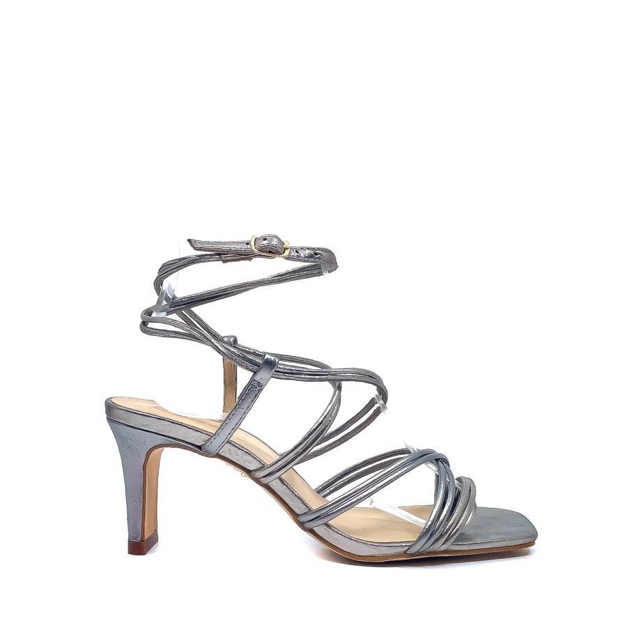 Womens Brazilio Mid Heels | Brazilo 54212 Pewter Heeled Sandal