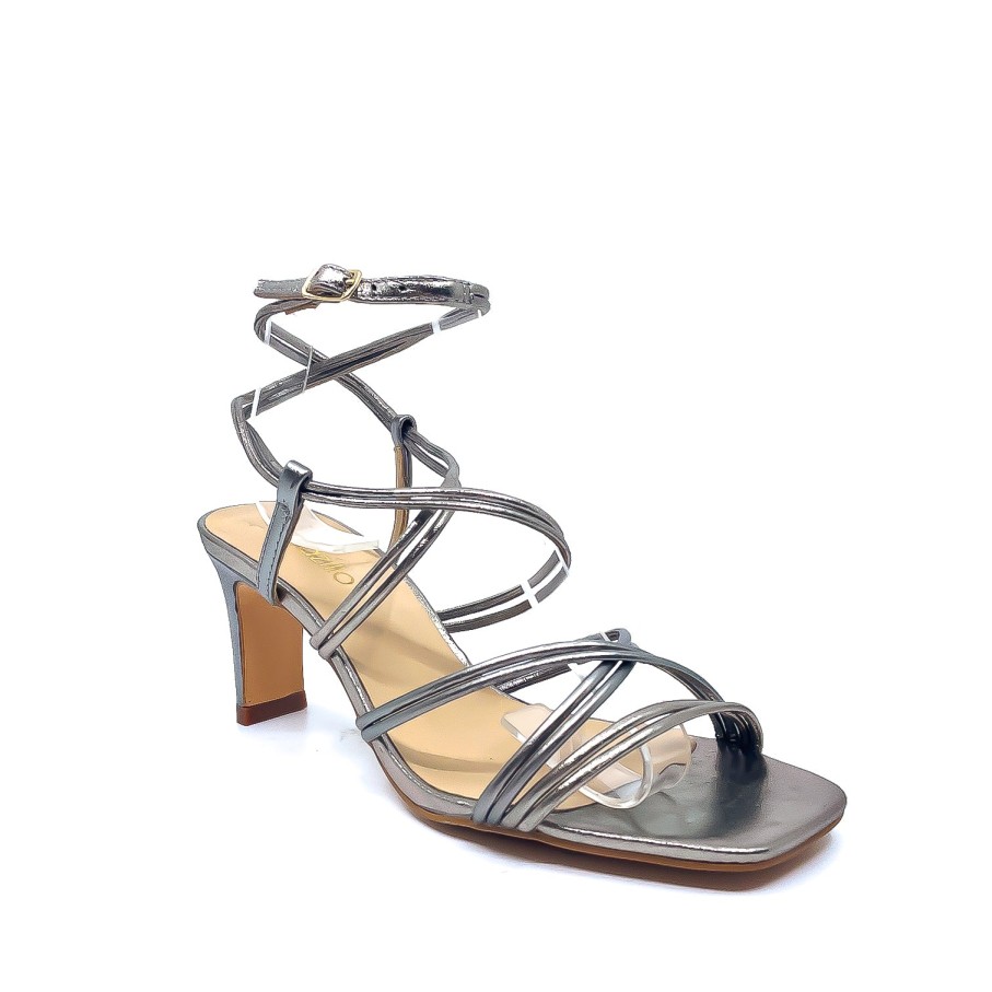 Womens Brazilio Mid Heels | Brazilo 54212 Pewter Heeled Sandal