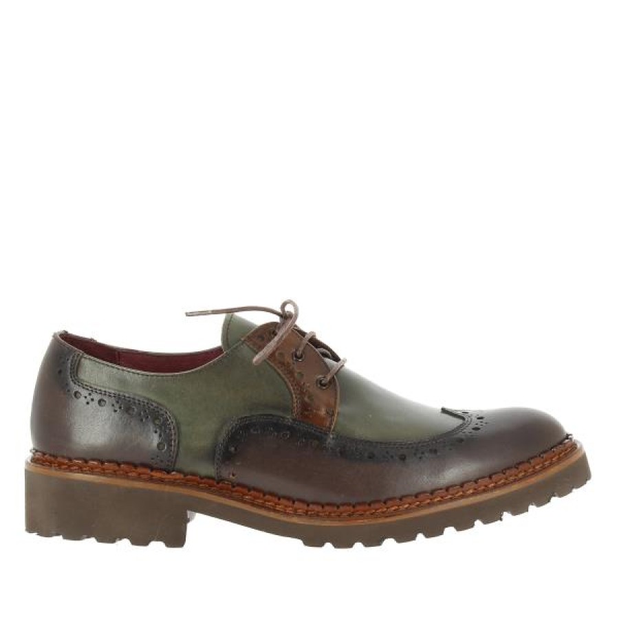 Womens Torretti | Torretti 7219 Green/Brown Lace Up Brogue