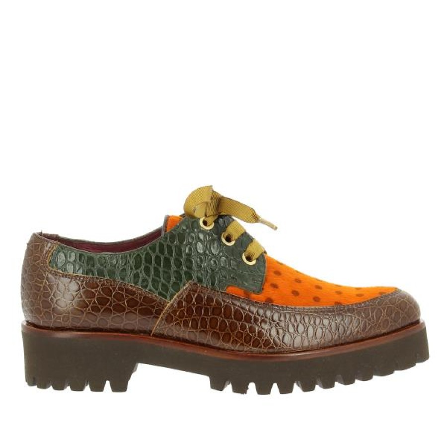 Womens Torretti | Torretti 8584 Orange Multi Lace Up