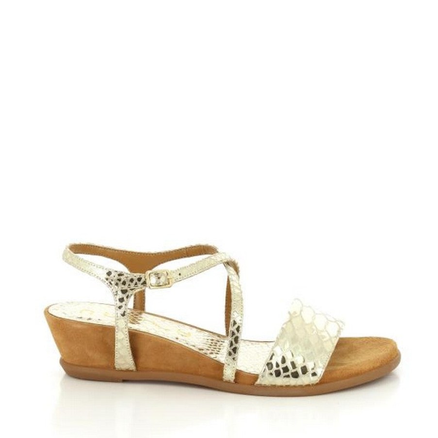 Womens Unisa | Unisa Bakiosin Gold Wedge Sandal