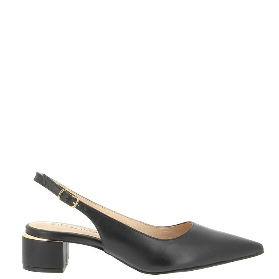 Womens Brazilio Mid Heels | Brazilio 1470509 Black Slingback Heel