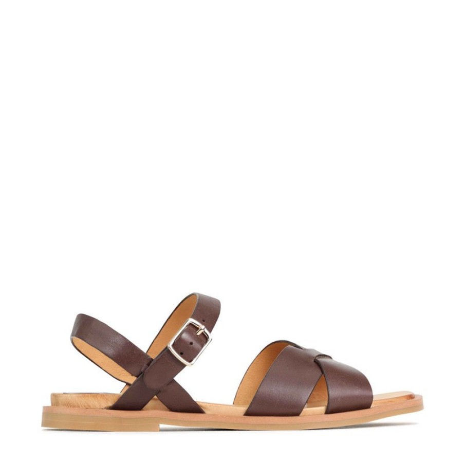 Womens Eos | Eos Jel Dark Brown Flat Sandal